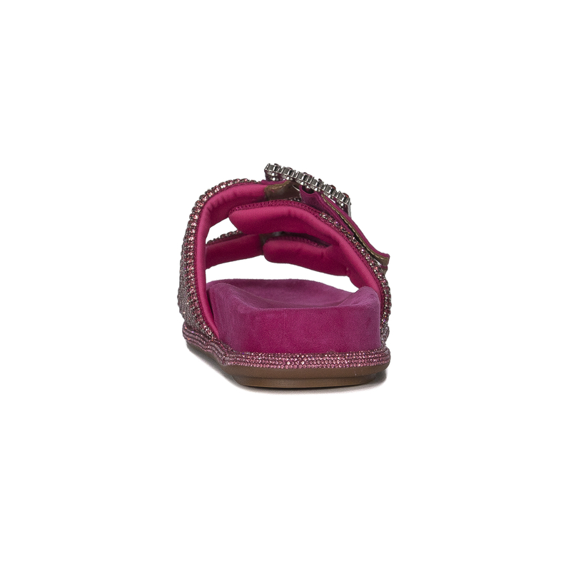 Alma El Pena Klapki damskie Suede Fuxia z cyrkoniami