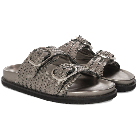  Inuovo Women's Leather Flip-Flops Silver