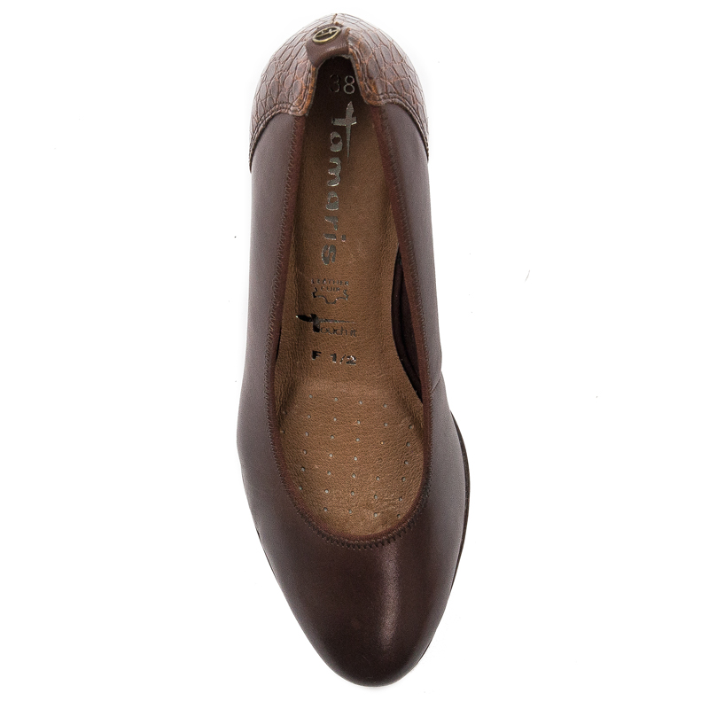 Tamaris Czółenka damskie skórzane Mahogany Comb brązowe