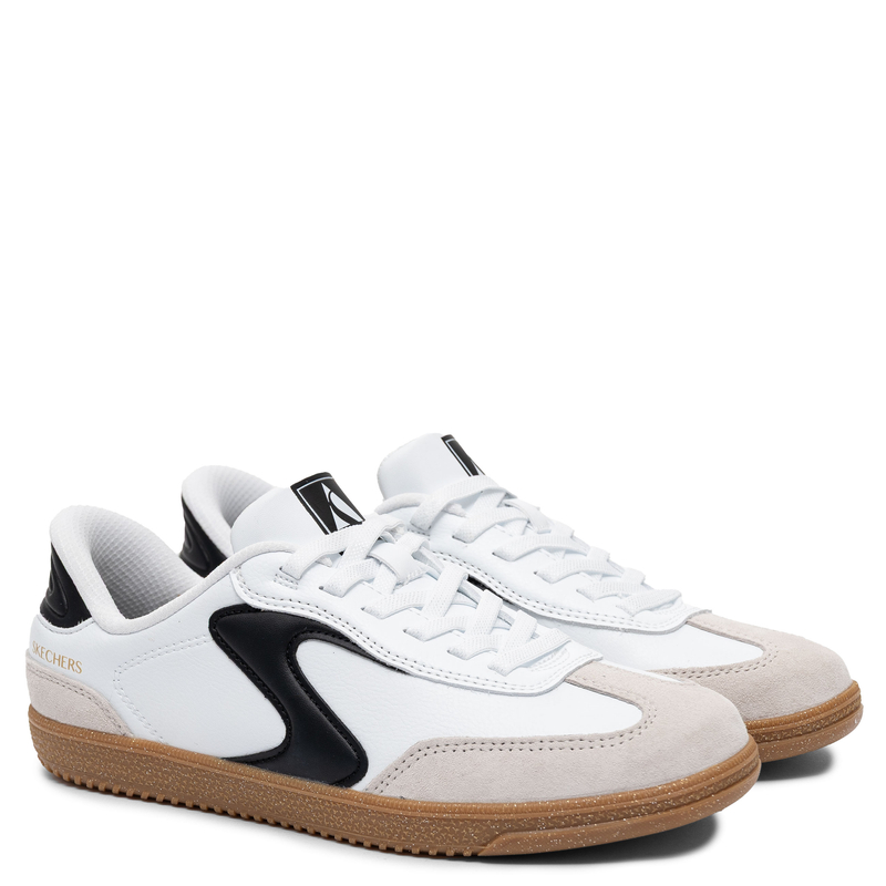 Skechers Hotshot Kickoff Sneakersy Skórzane Biało-Czarne 185322-WBK