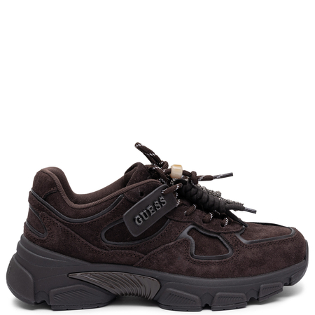 Guess Zamszowe Sneakersy Damskie na Masywnej Platformie Ciemnobrązowe FLFIRR-SUE12-BR