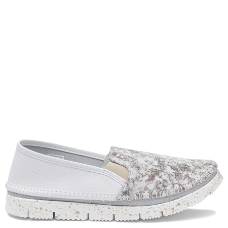 Maciejka Comfortable Leather Slip On Shoes Metallic Detail White 3512W-35/00-5