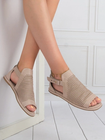 Venezia Sandały Damskie Skóra Szare