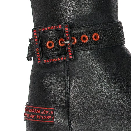 Maciejka 05293-08/00-7 Black+Red Knee-High Boots