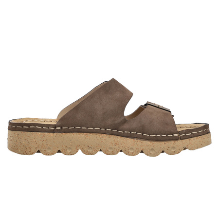 Rieker Women's Leather Flip Flops Beige