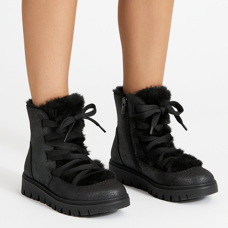 Primigi Girls' Black Fur-Lined Winter Ankle Boots 8866600