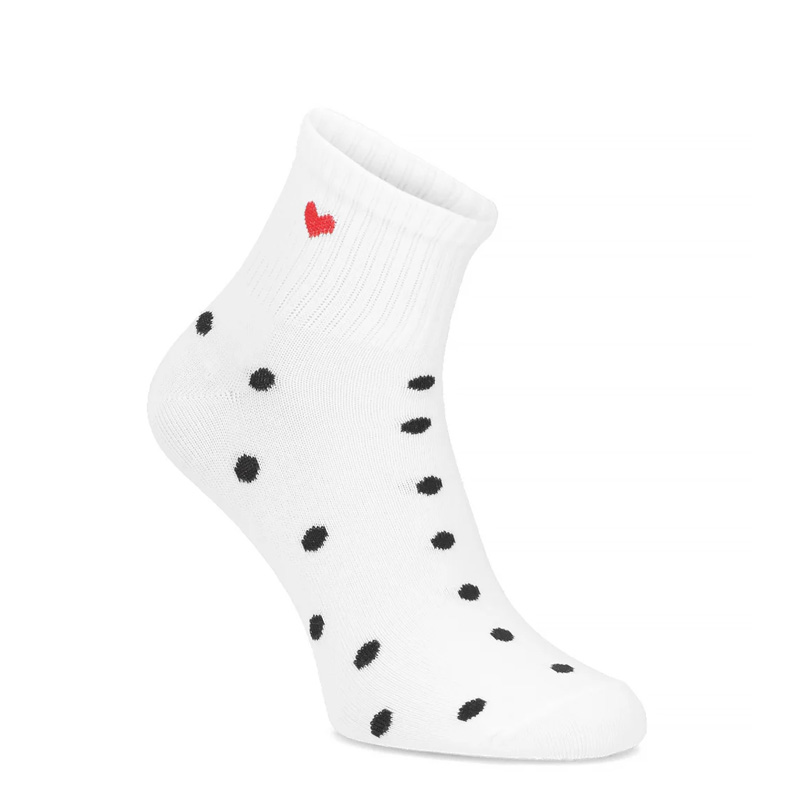 Filippo Bamboo Ankle Socks 3-Pack With Heart White-Black SD-AN09-WH-BK