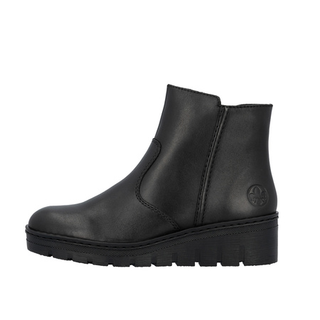 Rieker Botki Damskie X9165-01-BLACK Czarne - Ocieplane Buty na Jesień i Zimę