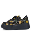 Maciejka Women's Platform Shoes - Black Sneakers with Abstract Pattern