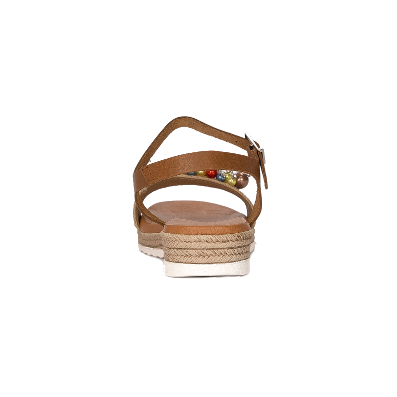 Maciejka Brown leather women's sandals espadrillers
