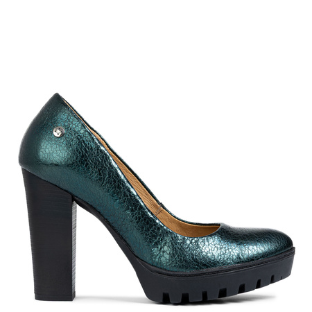 Maciejka Pumps 2629W-03/00-1 Green Metallic with Thick Heels - Stylish Women's Shoes