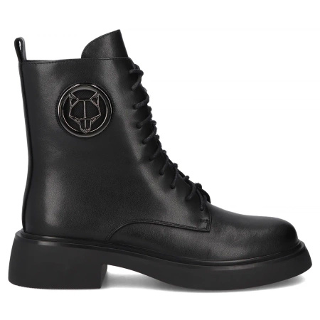Filippo DBT6408 Skórzane botki damskie workery czarne z ozdobą