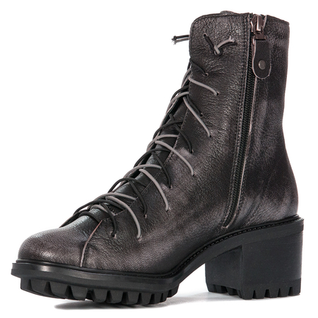 Maciejka Leather Lace-Up Ankle Boots Block Heel Black 3263S-01/00-3