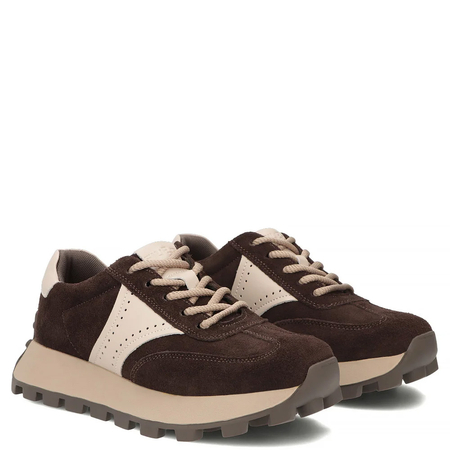 Filippo Zamszowe Sneakersy Damskie Na Platformie Brązowe DP7976-26-D-BR