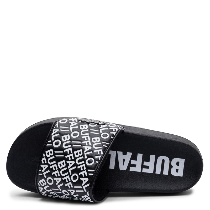 Buffalo Comfortable With Logo Platform Slides Black 1602327-BLW