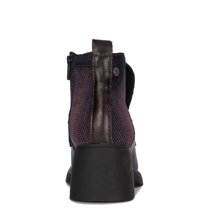 Maciejka Leather Two-Tone Block-Heel Ankle Boots With Side Zip Burgundy-Navy A6747-23/00-8
