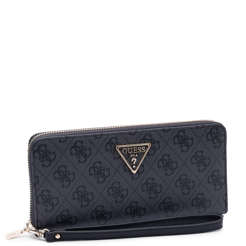 Guess Elegancki Zapinany Na Zamek Portfel Damski Z Paskiem Czarny SWSG7459146-BLACK
