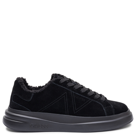 Guess Czarne Skórzane Sneakersy Męskie Ocieplane Czarny FMFEAL-LEM12-BLK