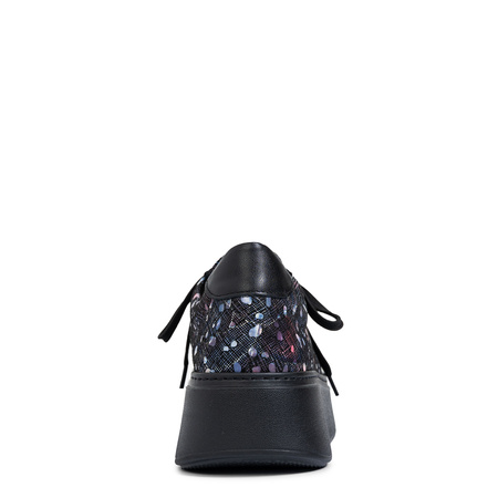 Maciejka Leather Platform Black Sneakers With Colourful Confetti Print 6191W-04/00-8