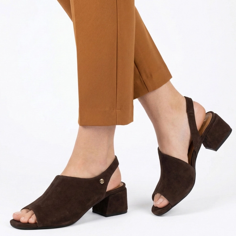 Maciejka Leather Heeled Sandals Brown 06975-02/00-1