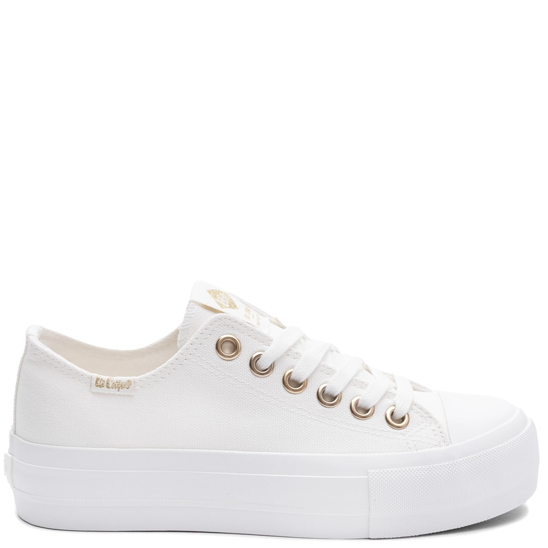 Lee Cooper Trampki Na Platformie Tenisówki Damskie Materiałowe Białe LCW-26-31-4369L