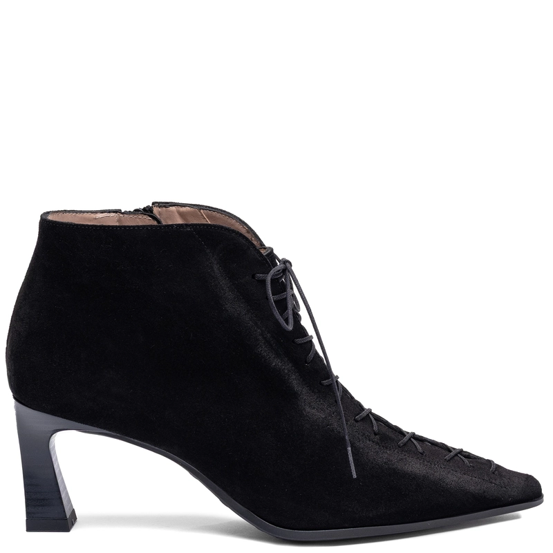 Hispanitas Suede Pointed Toe Laced Ankle Boots HI264960 Black