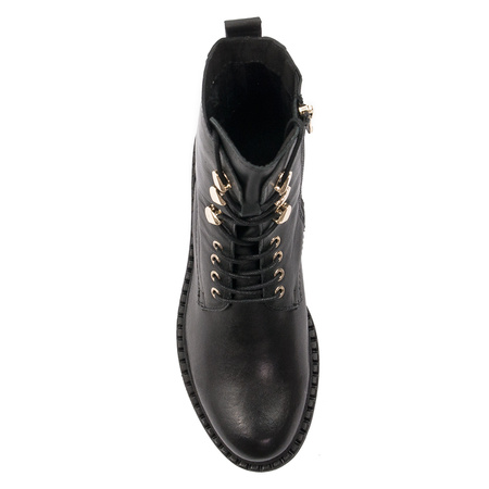 Marco Tozzi Black and Gold Leather Boots