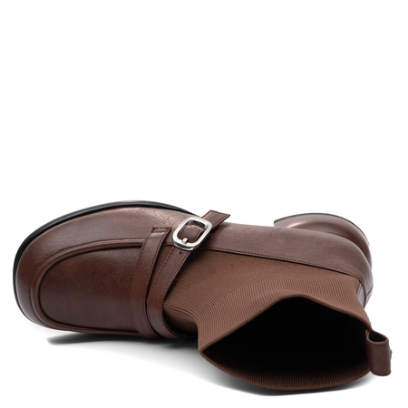 Maciejka Leather Slip-On Boots with Sock-Style Upper, Brown K7766-29/00-7