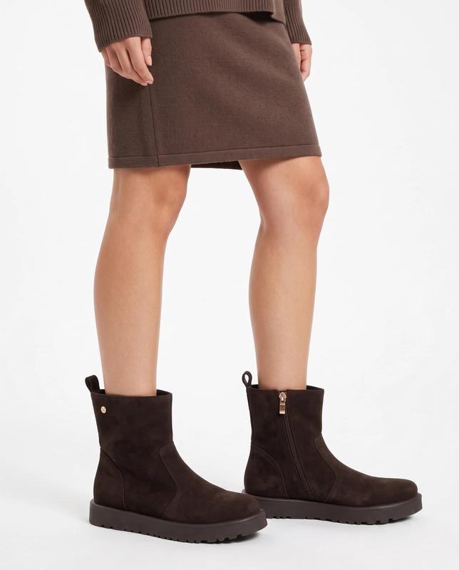Maciejka Leather Ankle Boots Flat Heel Brown K7800-02/00-7