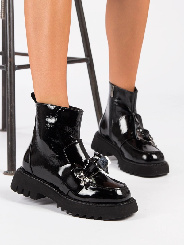Boccato Women's Pattent Leather Boots Black