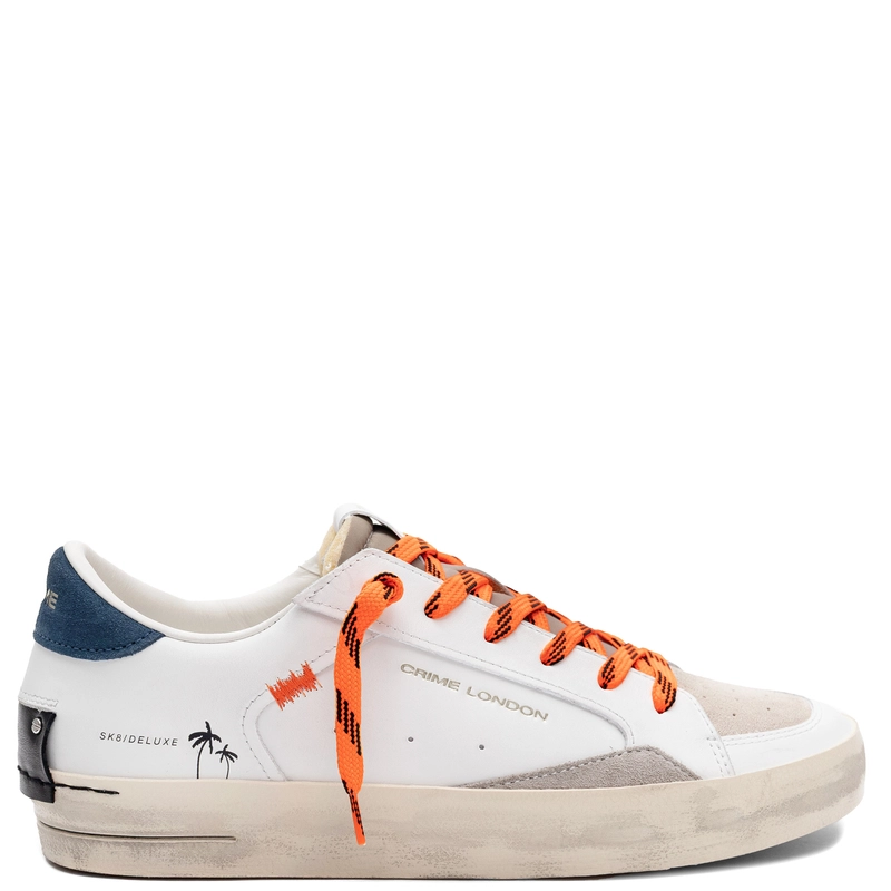 Crime London SK8 Deluxe Skórzane Sneakersy Męskie Białe 19100PP8.10