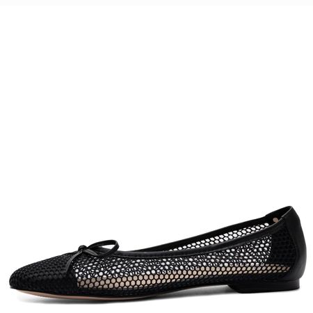 Maciejka Openwork Ballet Flats With Bow Black K7512-01/00-1