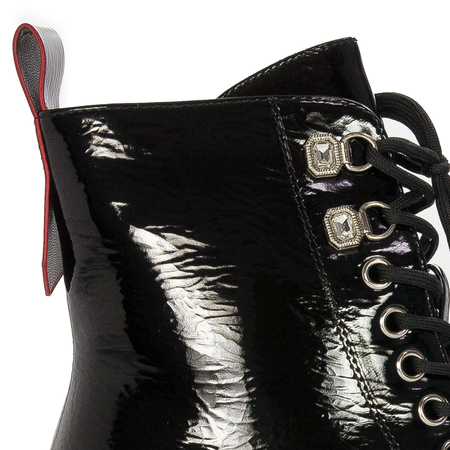 S.Barski Women's boots ankle boots black lacquered