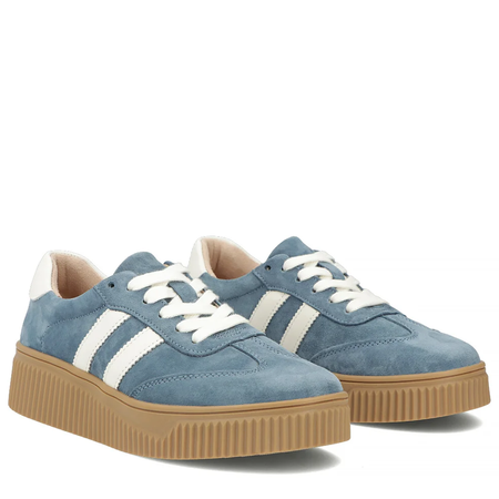 Filippo Skórzane Sneakersy Na Platformie Niebieskie DP6776-26-BL