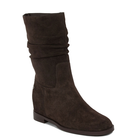 Maciejka Suede Leather Hidden Wedge Ankle Boots Slouchy Shaft Brown K7211-02/00-8