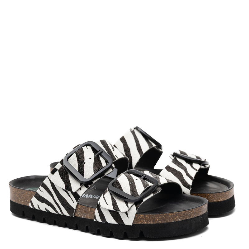 Dr. Brinkmann Bonillo Klapki Damskie Profilowane Zebra Biało-Czarne 700909-00 BONILLO