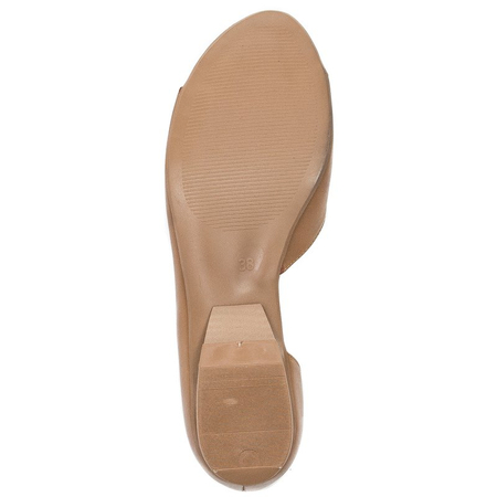 Maciejka Leather Peep-Toe Flats Low-Heel Shoes Rust 00554-44/00-5