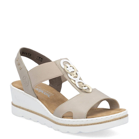 Rieker Comfortable Wedge Sandals Beige 67498-62