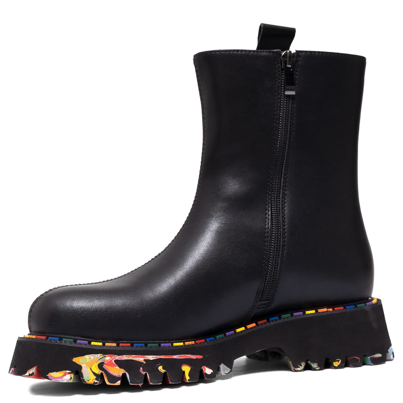 T. Sokolski Platform Ankle Boots Color-Accented Sole Black CH-Z25-84-BLK