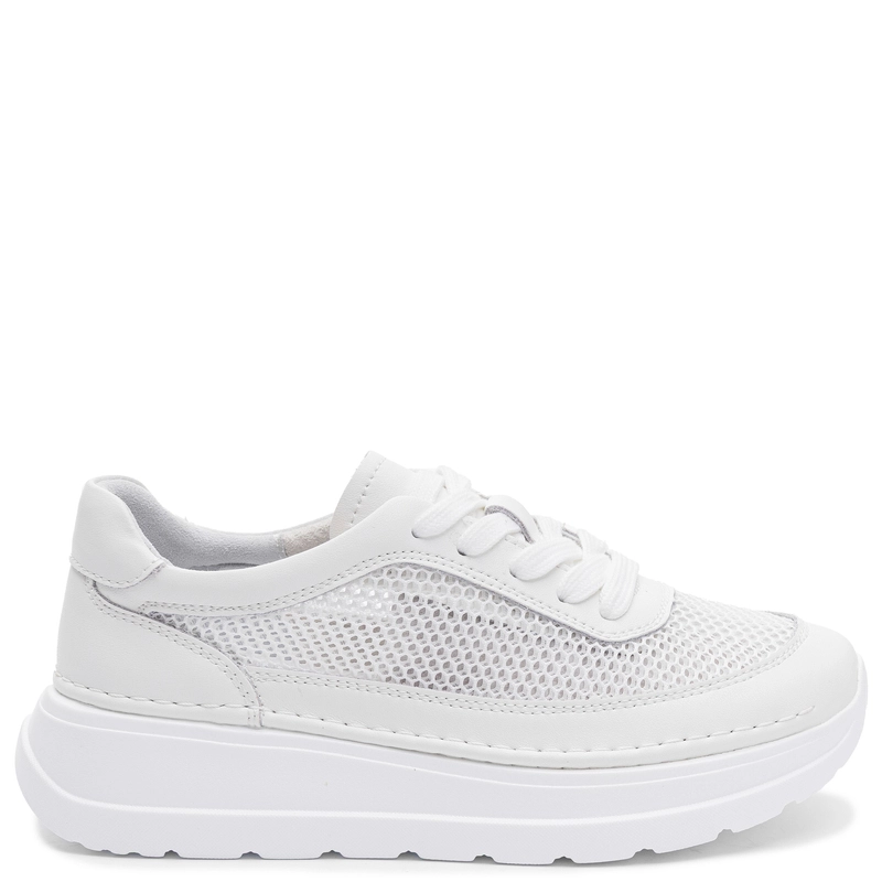 Sokolski Skórzane Sneakersy na Platformie Białe TS-W26-241-WHT
