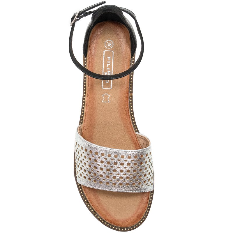 Filippo DS2102-21 SI BK Silver Black Sandals