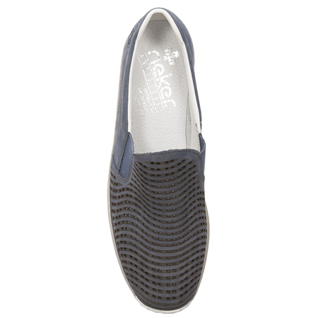 Rieker Women's slip-on Blue Jeans Flat Shoes