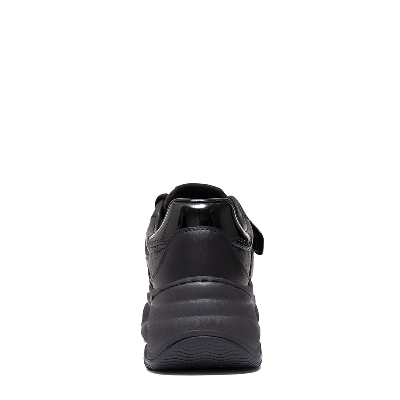 Guess Sneakersy Damskie Na Platformie Sneakersy Z Paskiem Logo Czarne FLFHNNELE12-BLACK