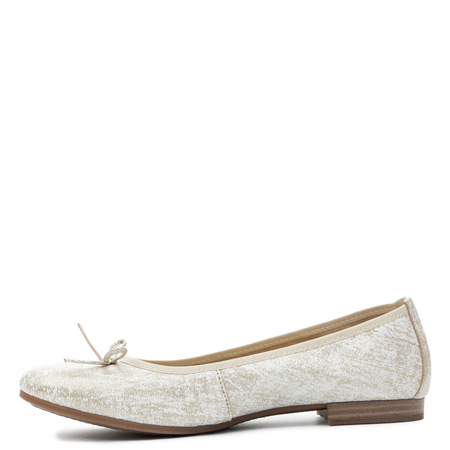 Maciejka Leather Pearl Ballet Flats Almond Toe White-Gold P6800-26/00-0