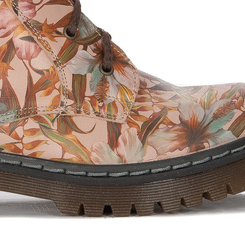 Maciejka 01609-15/00-6 Pink + Flowers Lace-up Boots