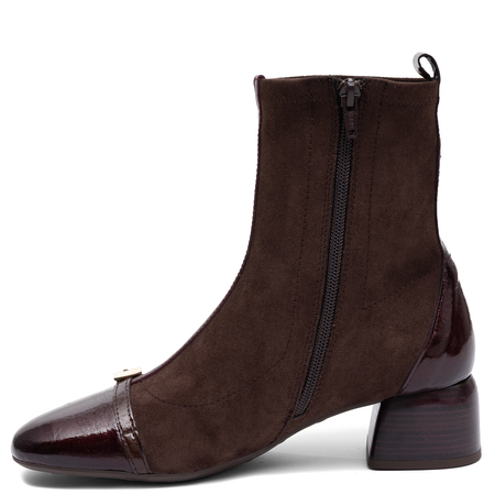 Hispanitas Women's Suede Block Heel Ankle Boots Burgundy BHI265016