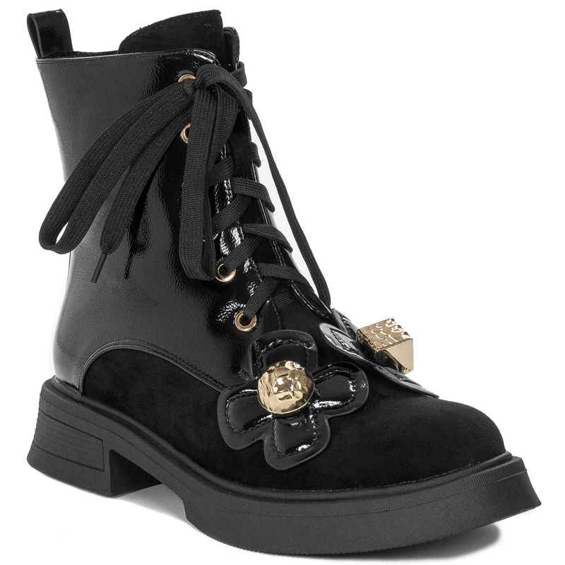 S.Barski Black Botki Damskie Czarne