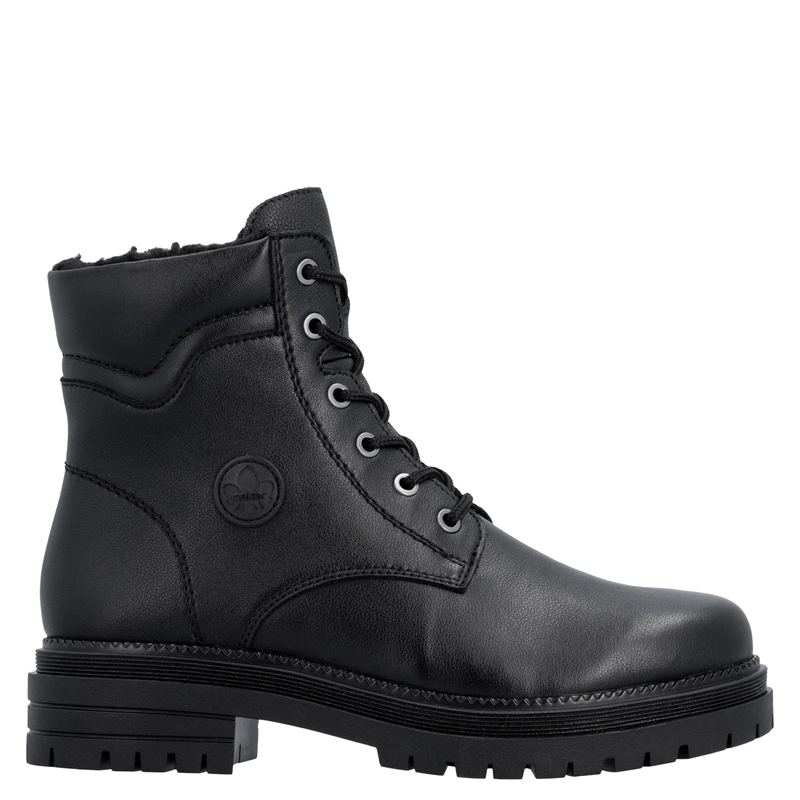 Rieker Ocieplane Sznurowane Trzewiki Botki Czarne Y3103-00-BLK