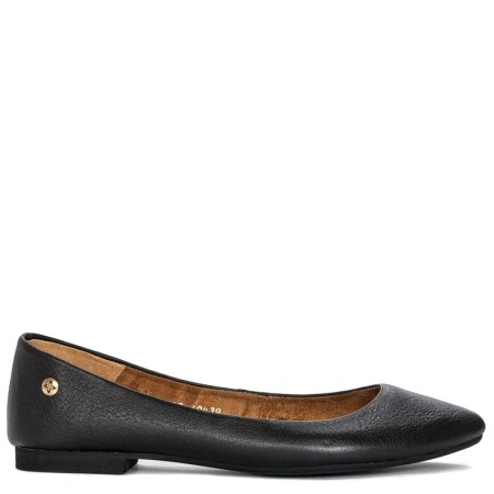 Maciejka Baleriny Damskie Skórzane Migdałowy Nosek Czarne 04100-01/00-8