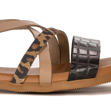 Maciejka leather women's panther sandals
